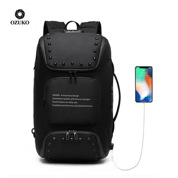 OZUKO Çok Fonksiyonlu Anti-hırsızlık İş 15.6 İnç Dizüstü Bilgisayar USB Sırt Çantası erkek ayakkabısı Cep Su Geçirmez Sırt Çantaları Seyahat Çantası