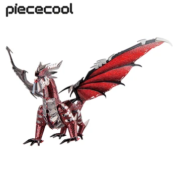 Piececool 3d Metal Bulmaca Siyah Ejderha DIY Oyuncak Gençler için Yapboz Zeka model seti Yetişkin Hediyeler