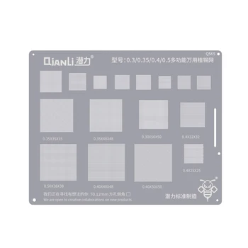 Qianli Çok Fonksiyonlu Evrensel BGA Reballing Stencil 0.3 0.35 0.4 0.5 Kare Delik Lehim Şablon 0.12 mm 0. 35x35x35 0. 4x32x32