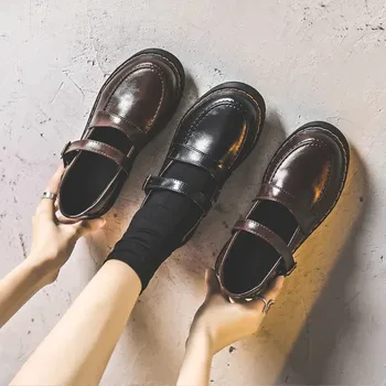 Retro Kahverengi Mary Jane Ayakkabı Kadınlar İçin Tasarımcı Toka Kayış Lolita Platformu Flats Deri günlük mokasen ayakkabı 2022 Siyah Oxford Ayakkabı
