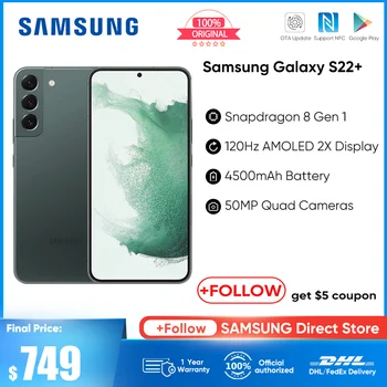 Samsung Galaxy S22 + S9060 Unlocked 5G Cep Telefonu Dinamik AMOLED 2X120HZ Bluetooth v5. 2 Android Telefon Akıllı Telefon