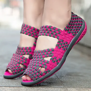 Sandalias Düz Sandalet Kadın 2021 Yaz Ayakkabı Kadınlar İçin Rahat Karışık Renkler Bayan Ayakkabı Ve Sandalet Moda streç kumaş Bayan