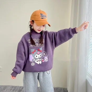 Sanrioes Anime Kuromi çocuk kazağı Kız Erkek Eşofman Spor Kawaii Çocuk Kazak Tişörtü Ceket Bebek Giyim Hediye