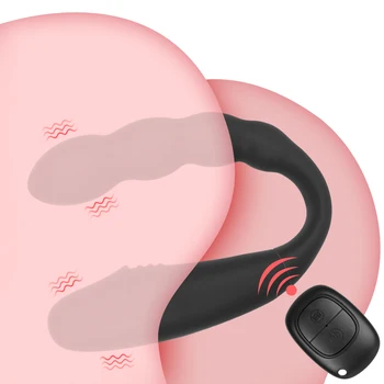 Seks Shop Erotik Oyuncak Kablosuz Kontrol Yetişkin Oyuncaklar Kadınlar için Çift Başlı Vibratörler Yapay Penis U şeklinde G Noktası Vajina Klitoris Anal Masaj