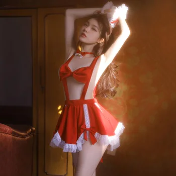 seksi noel iç çamaşırı kıyafet kadın cosplay seksi hizmetçi kostüm Lolita üniforma önlük günaha porno fantezi erotik kadın 2022