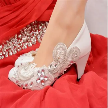 Seksi yüksek topuklu parti ayakkabıları zarif rhinestone sivri kristal düğün ayakkabı için parti ayakkabıları