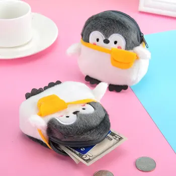 Sevimli Penguen Peluş Mini Cüzdan Yumuşak Pozitif Enerji Penguen Peluş bozuk para cüzdanı Kızlar Çocuklar Doğum Günü Hediyeleri Peluş bozuk para cüzdanı