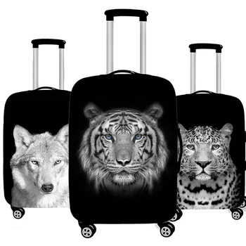 Siyah Beyaz Hayvanlar Aslan Kaplan Seyahat Bavul Koruyucu Kapak valiz Seyahat Aksesuarları Elastik Bagaj tozluk