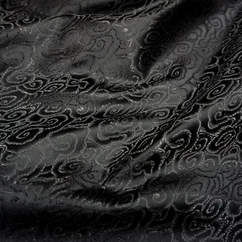 Siyah rüzgar tarzı Jakarlı Brokar Kumaş, ipek saten kumaş kumaş malzeme Ceket Elbise kapitone dikiş kumaş patchwork metre