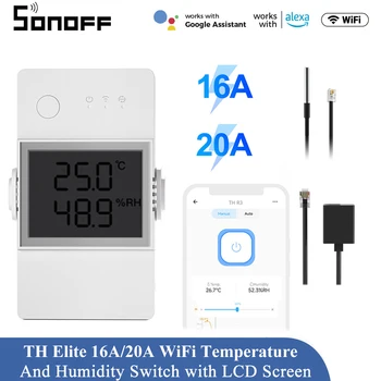 SONOFF TH Elite 16A/20A WiFi akıllı anahtar Akıllı Ev Sıcaklık ve Nem Izleme Anahtarı ıle çalışmak DS18B20/ Si7021 / RL560