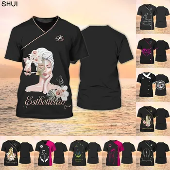 T-Shirt Masaj Terapisti 3D Baskılı Üstleri Güzellik Salonu Terapi Giyim Grunge Elbise Moda Kadın 2022 Yeni Beetlejuice Siyah