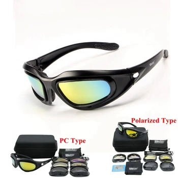 Taktik Polarize PC Güneş Gözlüğü Erkekler Airsoft Askeri Çekim Gözlük UV400 Koruyucu Gözlük 4 Lens Açık Avcılık