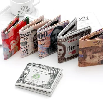 Yaratıcı Para Para Klipleri Baskı Desen Cüzdan Depolama Paketi PU Deri Dolar Euro Rublesi Şekil Bölmesi bozuk para cüzdanı Çantası