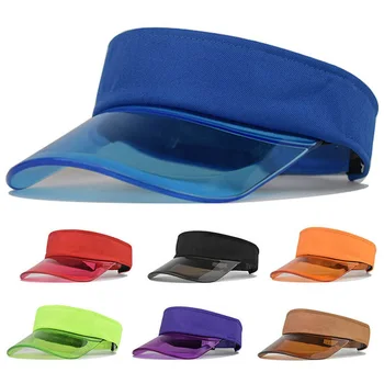 Yaz Kadın Erkek güneş şapkası Boş Üst Spor vizör kep Renkli Şeffaf Plastik PVC beyzbol şapkası Açık Anti-Uv Güneş Koruyucu Şapka