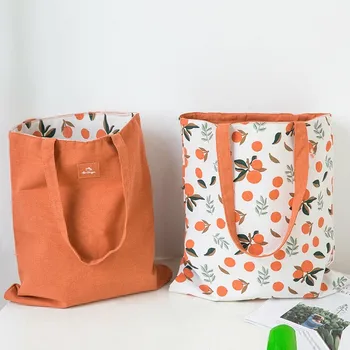 Yeni Darı Buğday Kumaş Çift taraflı Çift kullanımlı omuz çantaları Pamuk Keten Cep Çanta alışveriş çantası Kadın Tuval Bez Kılıf