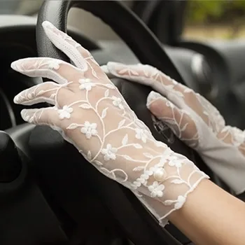Yeni Gül Çiçek Dantel Eldiven Örgü İnci Güneş Koruyucu sürüş eldivenleri Nefes kaymaz Dokunmatik Ekran Yaz Bahar Kadın Kaynağı