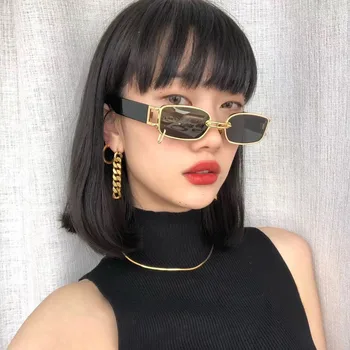 Yeni Popüler Punk güneş gözlüğü Moda Küçük Dikdörtgen Kadın Güneş Gözlüğü Marka Tasarımcısı Vintage Erkekler Kare güneş gözlüğü Shades UV400