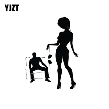 YJZT 9.8 * 13.1 CM Sıcak Seksi Çıplak Kız Kadın İç Çamaşırı Striptiz Araba Sticker Vinil Aksesuarları Dekor Siyah / Gümüş C20-0044