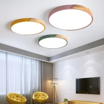 Yuvarlak LED tavan lamba ışığı yatak odası Ev dekor için modern yemek odası çocuk ahşap Mutfak loft koridor tavan ışıkları