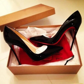 Yüksek Topuk Ayakkabı 2022 Yeni Pompaları Seksi Kırmızı Alt Sivri Ayak İnce Topuk 8cm 10cm 12cm kadın Kırmızı Sığ Seksi Düğün Ayakkabı