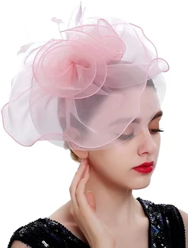 Çay Partisi Fascinator Şapka Pillbox Şapka Fascinator Peçe Derby şapka saç bandı Kadınlar ve Kızlar için